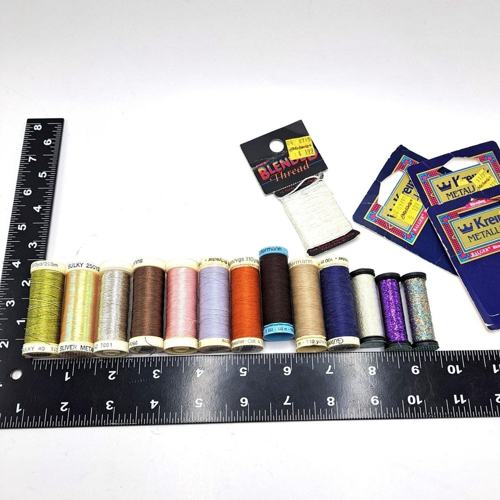 Sulky Gutermann Kreinik Embroidery Thread Lot 14 Spools‎ Metallic Blend
